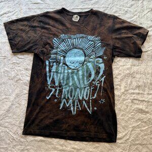 World's Strongest Man Band Tee - Tie Dye / Acid Wash Graphic Shirt - Medium